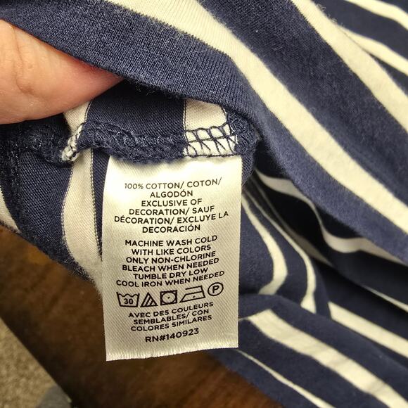 Women's LOFT Blue & White Striped Oversized Cropped Casual Tee | Size Small - Picture 6 of 6